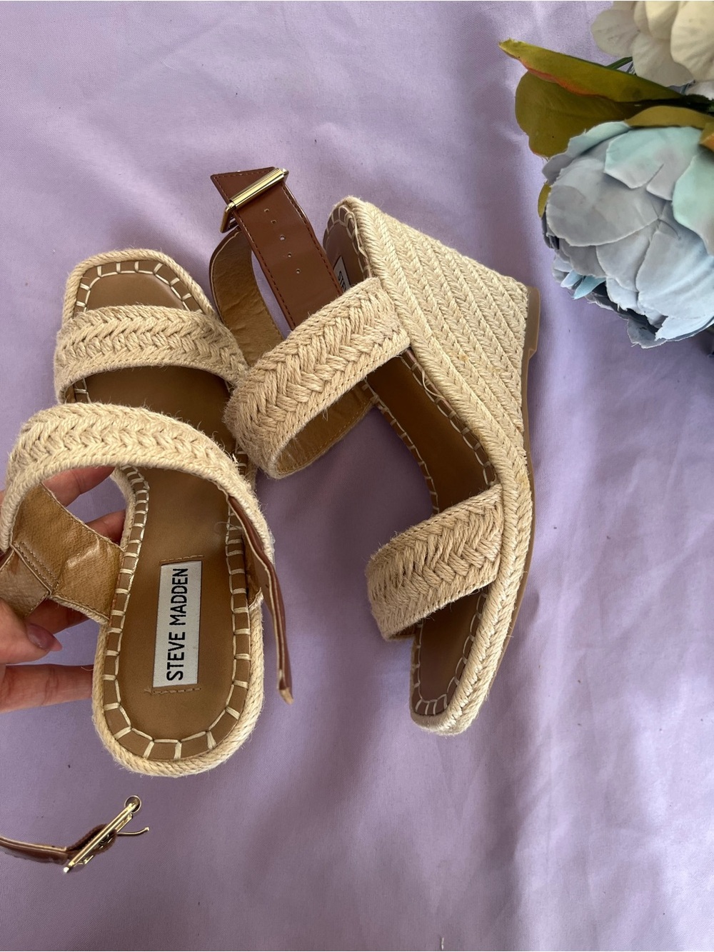 Steve Madden Natural Braided Espadrille Wedges